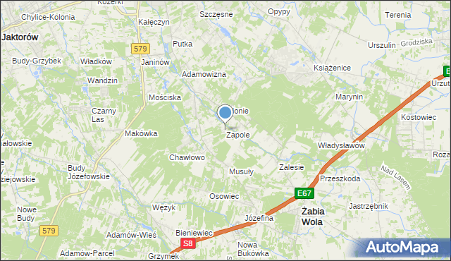 mapa Zapole, Zapole gmina Grodzisk Mazowiecki na mapie Targeo